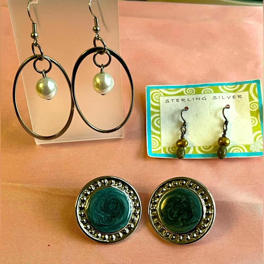 Lot of 3 Vintage Sterling Silver Earrings (1980s)